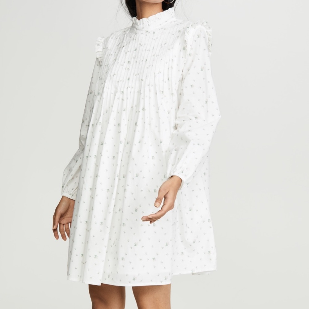 Pintuck Ditsy Floral Dress